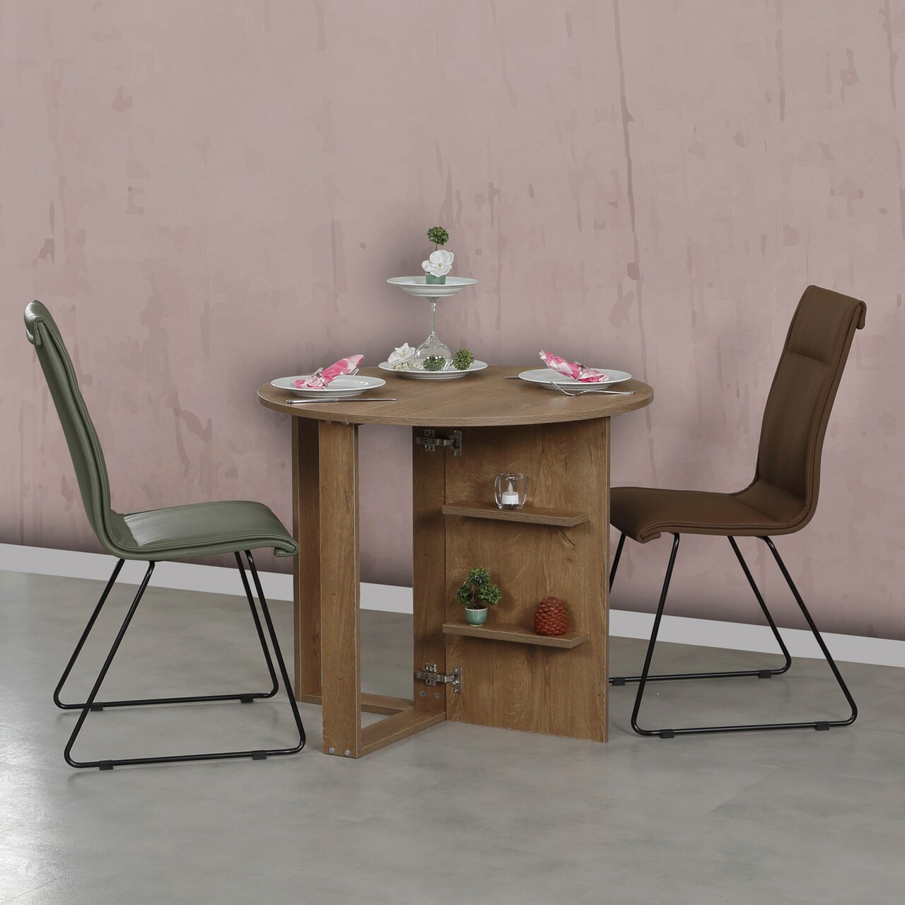 Masa pliabila, Hanah Home, Middle, 90x77x45 cm, Stejar caucazian - imagine 7